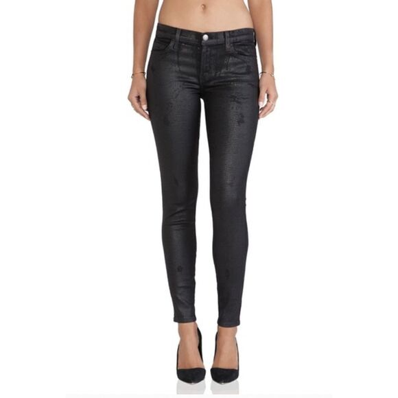 Current/Elliott The Ankle Skinny Black Jeans Size 27 Printed Trucker Coating - Picture 2 of 15
